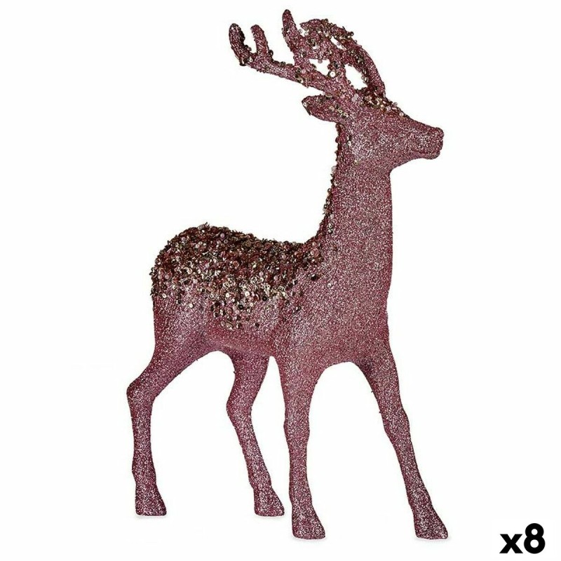 Deko-Figur Weihnachts-Rentier Rosa Kunststoff 15 x 45 x 30 cm (8 Stück)