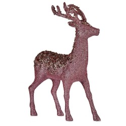 Decorative Figure Christmas Reindeer Pink Plastic 15 x 45 x 30 cm (8 Units)