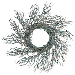 Couronne de Noël Branche Bleu Plastique 50 x 10 x 50 cm (2 Unités)