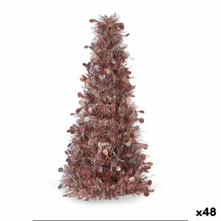 Figurine Décorative Sapin de Noël guirlande Blanc Rose polypropylène PET 18 x 31 x 18 cm (48 Unités)