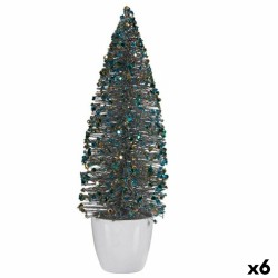 Deko-Figur Weihnachtsbaum Blau Gold Kunststoff 10 x 33 x 10 cm (6 Stück)