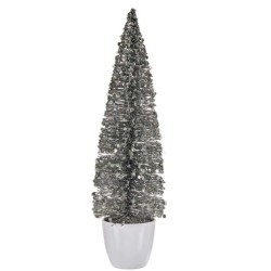 Figurine Décorative Sapin de Noël Argenté Plastique 10 x 38 x 10 cm (6 Unités)