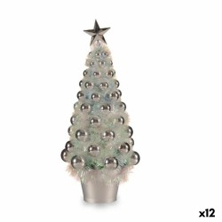 Deko-Figur Weihnachtsbaum Silberfarben Polypropylen PET 16 x 37,5 x 16 cm (12 Stück)