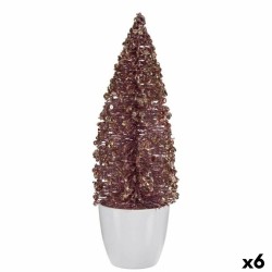 Figurine Décorative Sapin de Noël Rose Doré Plastique 9 x 28 x 9 cm (6 Unités)