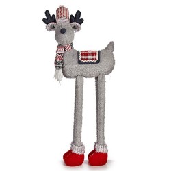 Figurine Décorative renne de noël Rouge Gris 23 x 55 x 49 cm (4 Unités)