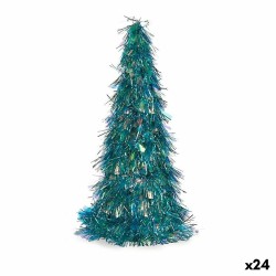 Deko-Figur Weihnachtsbaum Lametta Blau Polypropylen PET 24 x 46 x 24 cm (24 Stück)