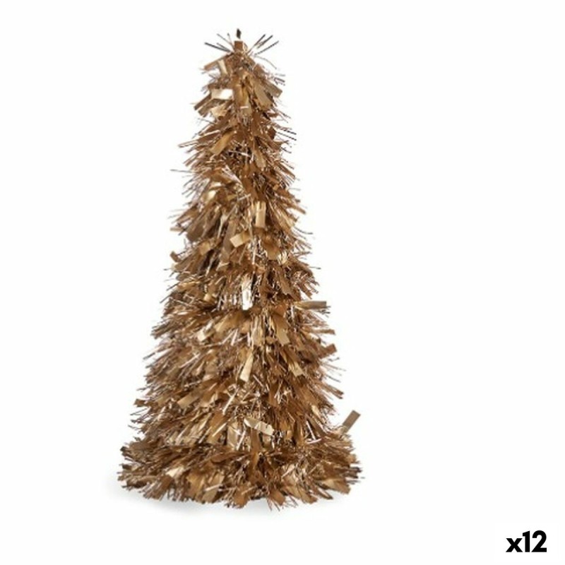 Deko-Figur Weihnachtsbaum Lametta Gold Polypropylen PET 27 x 45,5 x 27 cm (12 Stück)