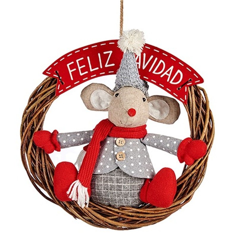 Décorations de Noël Pendentif Souris Rouge Gris 33 x 12 x 33 cm (12 Unités)