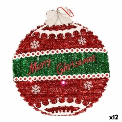 Christmas bauble Pendant Christmas Bauble Tinsel LED Light White Red polypropylene PET 40 x 5,5 x 40 cm (12 Units)