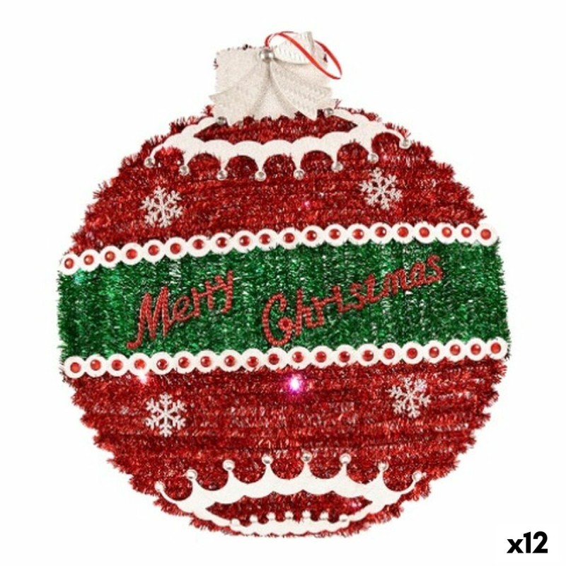 Weihnachtsschmuck Halsband Weihnachtsbaumkugel Lametta LED Leicht Weiß Rot Polypropylen PET 40 x 5,5 x 40 cm (12 Stück)