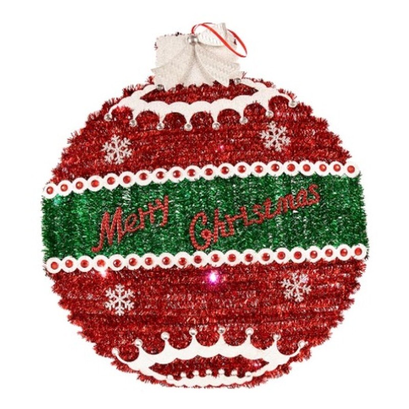 Christmas bauble Pendant Christmas Bauble Tinsel LED Light White Red polypropylene PET 40 x 5,5 x 40 cm (12 Units)