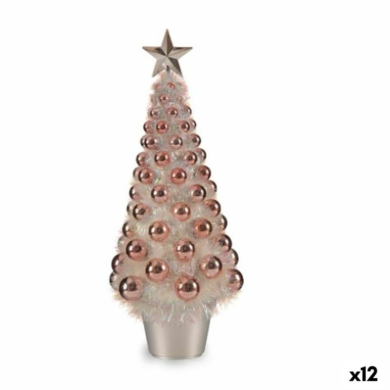 Decorative Figure Christmas Tree Pink polypropylene PET 21,5 x 51 x 21,5 cm (12 Units)