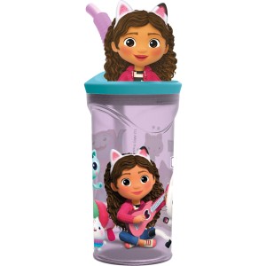 Becher mit Strohhalm Gabby's Dollhouse Party Hellrosa PVC 360 ml