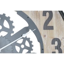 Wanduhr DKD Home Decor natürlich Schwarz MDF Eisen Zahnräder (60 x 4,5 x 60 cm)