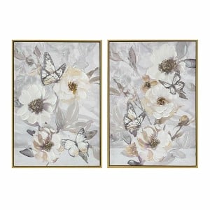 Cadre DKD Home Decor Fleurs (50 x 3,5 x 70 cm) (2 Unités)