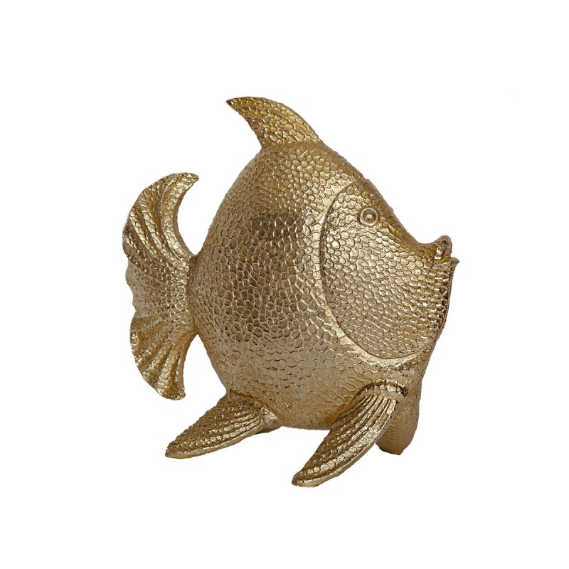 Decorative Figure Romimex Golden Resin Fish 36 x 34 x 17 cm