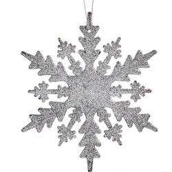 Décorations de Noël Flocons de neige Argenté Plastique Paillettes 15 x 15 x 0,2 cm (24 Unités)