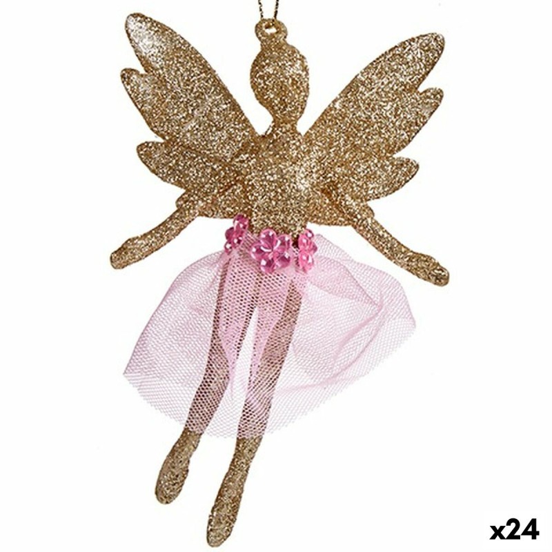 Christmas bauble Fairy champagne Plastic Glitter 8 x 12 x 5 cm (24 Units)