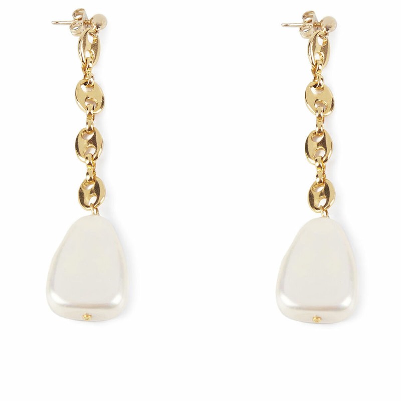 Boucles d´oreilles Femme Shabama Barton Laiton En or Perles 7,5 cm