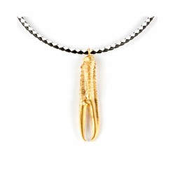 Collier Femme Shabama Tuent Luxe Laiton Trempé en flash doré Cuir 38 cm