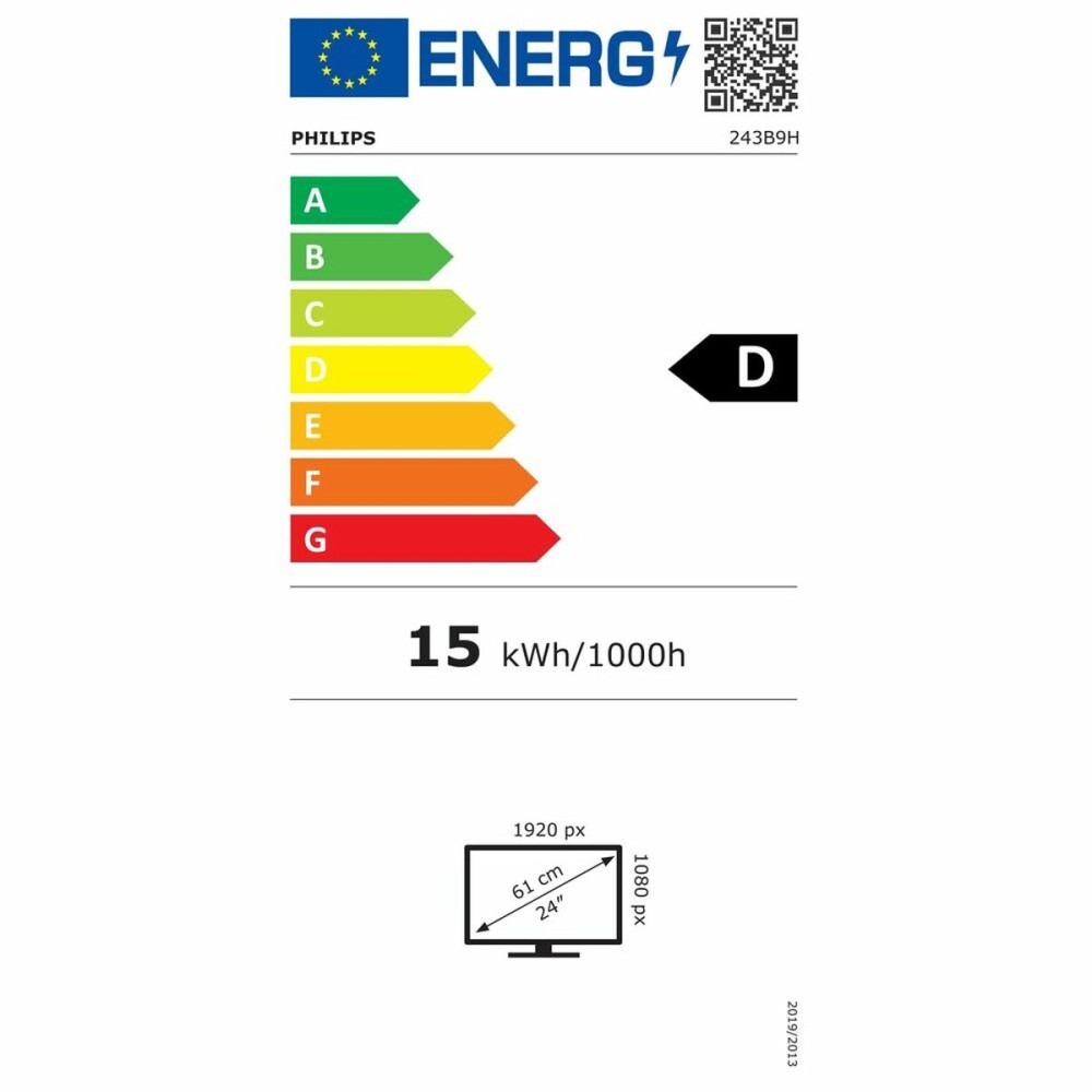 Écran Philips 243B9H/00 IPS IPS LED 23,8" LCD Flicker free 24"