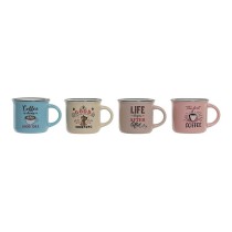 Tasse mug DKD Home Decor Coffee Porcelaine Bone China (180 ml) (4 pcs)