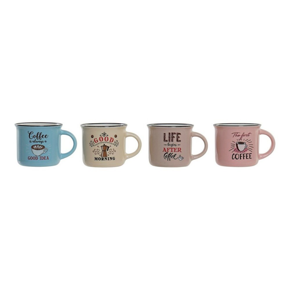 Tasse mug DKD Home Decor Coffee Porcelaine Bone China (180 ml) (4 pcs)