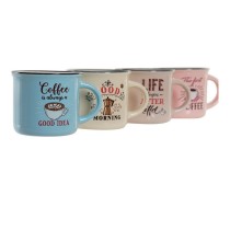Tasse mug DKD Home Decor Coffee Porcelaine Bone China (180 ml) (4 pcs)