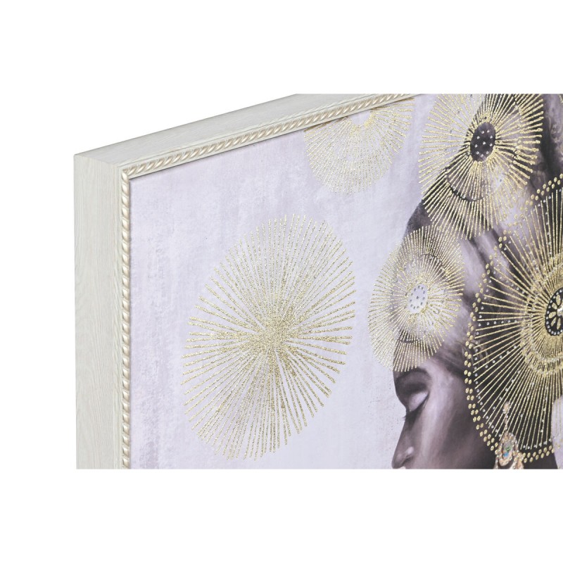 Painting Home ESPRIT Colonial Golden African Woman 80 x 2,8 x 80 cm (2 Units)