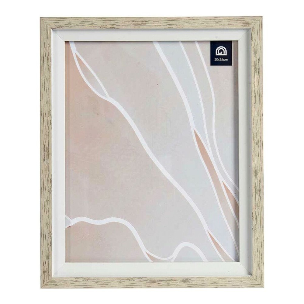 Cadre photo Marron Blanc 24 x 2 x 29 cm Verre Beige Plastique