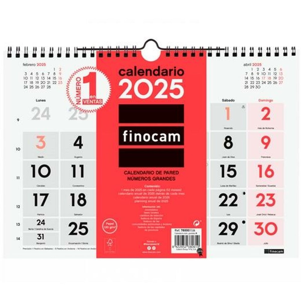 Wandkalender Finocam Papier 2025 30 x 21 cm