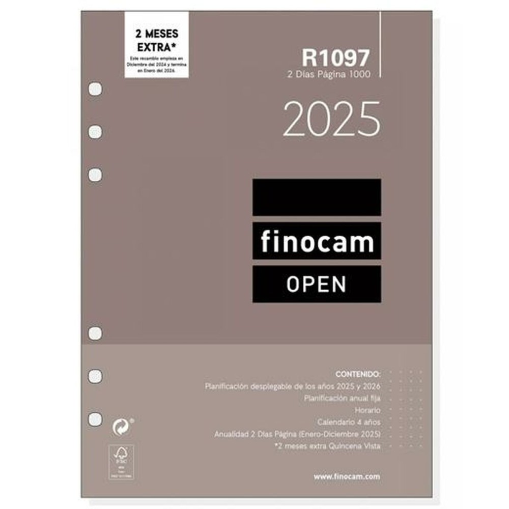 Recharge pour agenda Finocam OPEN R1097 2025 15,5 x 21,5 cm