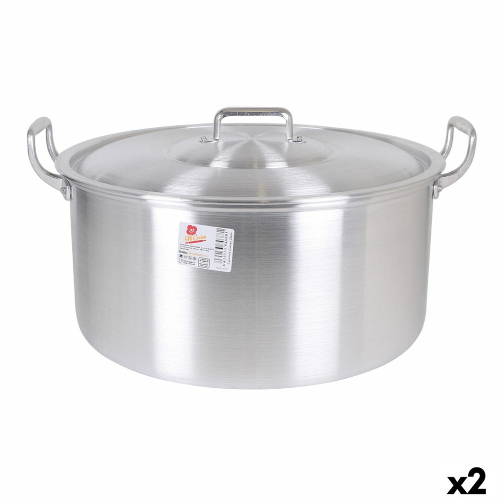 Casserole avec Couvercle Aluminium 45 x 39 x 22 cm (2 Unités)