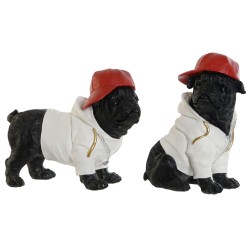 Figurine Décorative Home ESPRIT Blanc Noir Rouge Chien 25 x 12 x 21 cm (2 Unités)