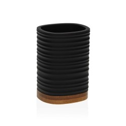 Toothbrush Holder Versa Black Resin Bamboo 7,6 x 10,6 x 6,7 cm