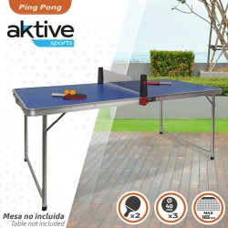 Set Ping Pong avec Filet Aktive 165 x 19,5 x 5,5 cm (4 Unités)