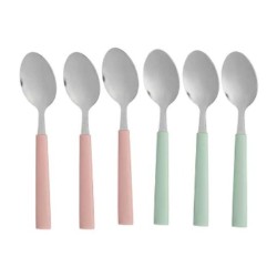 Set of Spoons Green Pink Silver Stainless steel Plastic 18,7 cm (12 Units)