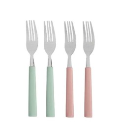 Fork Set Green Pink Silver Stainless steel Plastic 18,7 cm (12 Units)