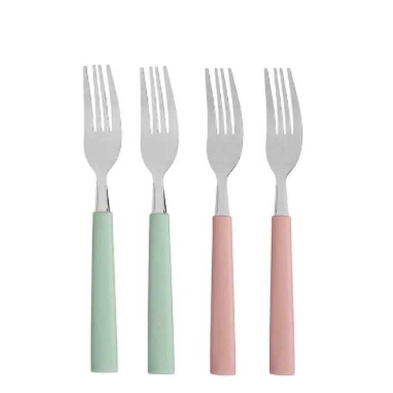 Fork Set Kinvara CN-KT166096-1F Green Pink Silver Stainless steel Plastic 18,7 cm (12 Units)