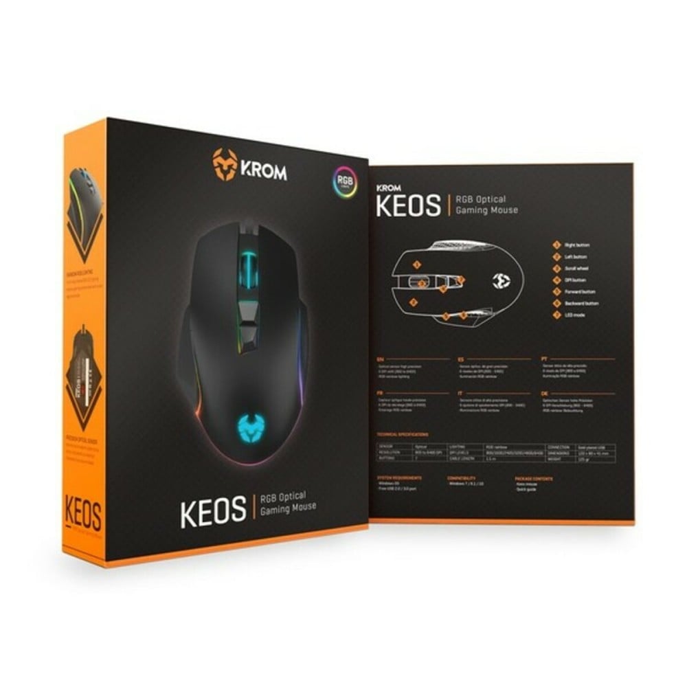 LED Gaming-Maus Krom Keos 6400 dpi Schwarz