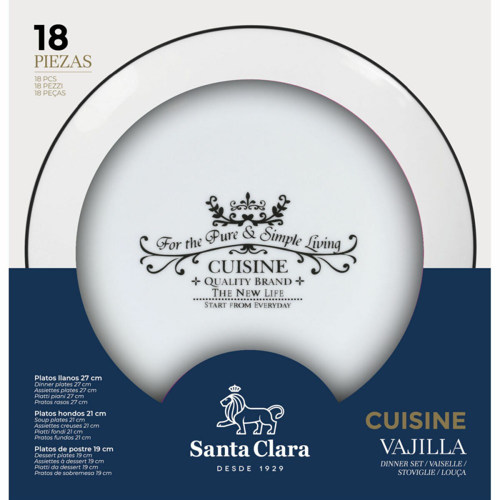 Assiettes Santa Clara Cuisine Porcelaine Ronde 18 Pièces (2 Unités)