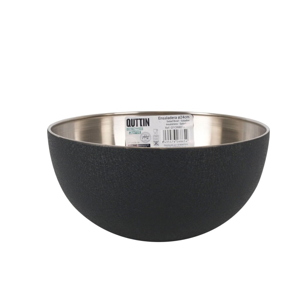 Salatschüssel Quttin Schwarz Silberfarben Stahl 24 x 12 cm (6 Stück)