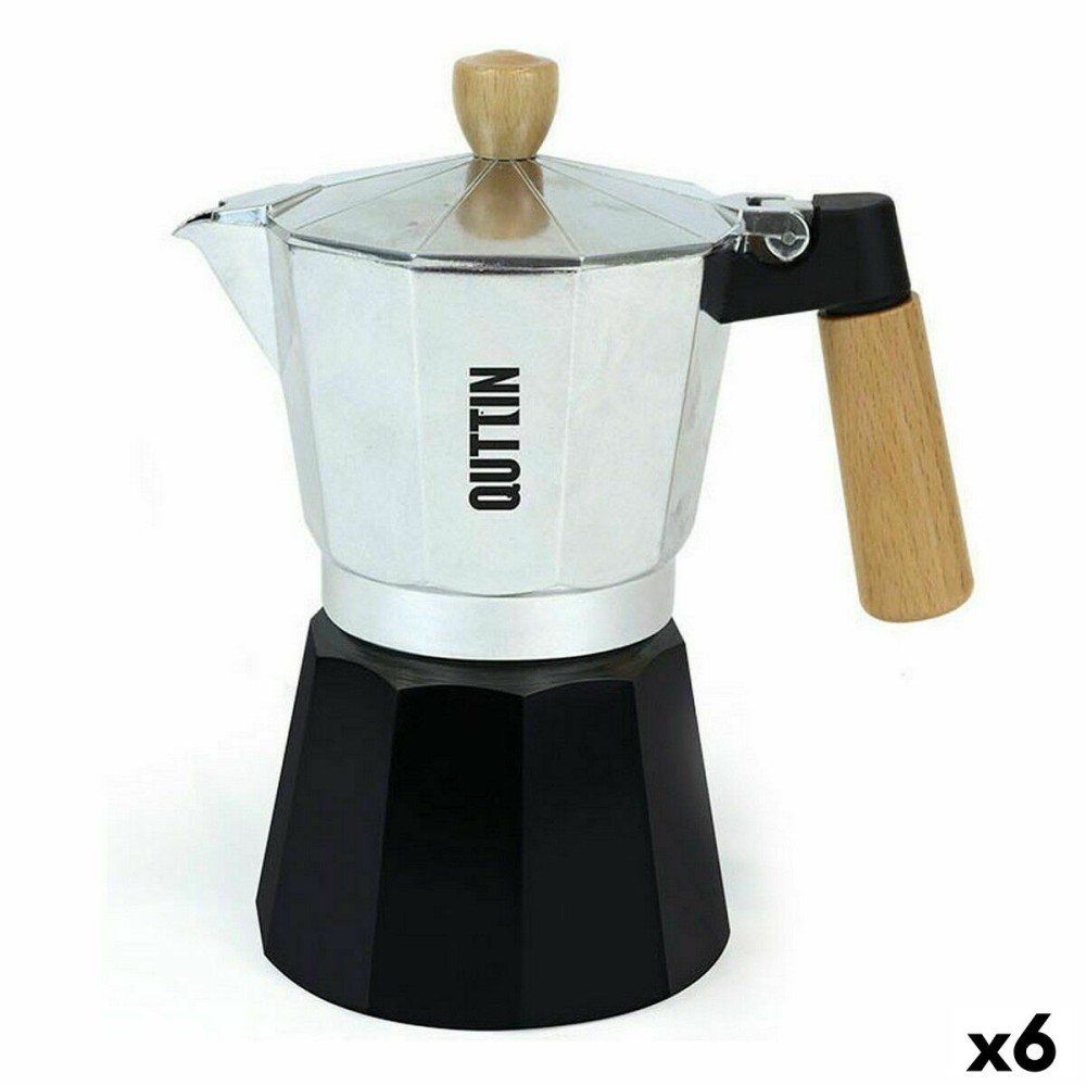 Italienische Kaffeemaschine Quttin Holz Aluminium 9 Tassen (6 Stück)