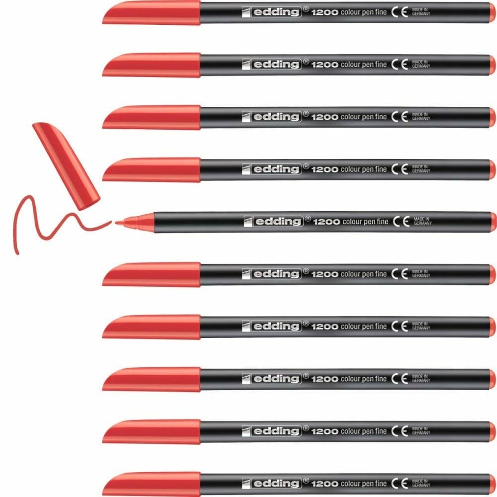 Felt-tip pens Edding 1200 Red (10 Units)