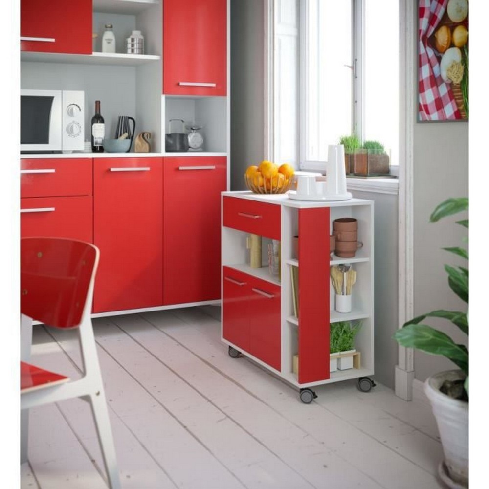 Chariot de Cuisine Rouge Blanc ABS (80 x 39 x 87 cm)