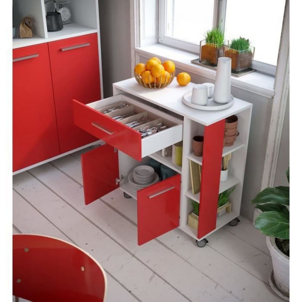 Chariot de Cuisine Rouge Blanc ABS (80 x 39 x 87 cm)