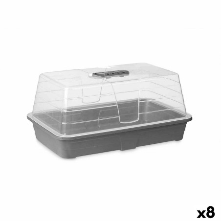 Serre Gris Transparent Plastique 38,4 x 17,5 x 24,7 cm (8 Unités)