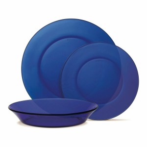 Assiettes Duralex Lys Bleu foncé verre 12 Pièces