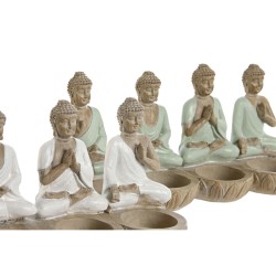 Deko-Figur Home ESPRIT Weiß grün Buddha Orientalisch 24 x 9 x 11 cm (2 Stück)