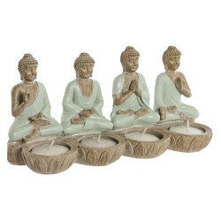 Deko-Figur Home ESPRIT Weiß grün Buddha Orientalisch 24 x 9 x 11 cm (2 Stück)